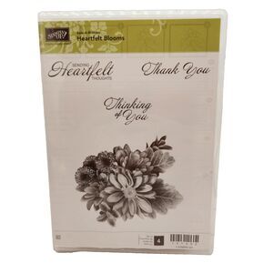 Stampin Up Heartfelt Blooms Cling Stamp Set Unmounted Thank You Thinking of You